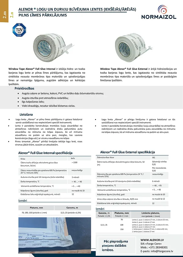Full glue window and door sealing tapes (interior/exterior)